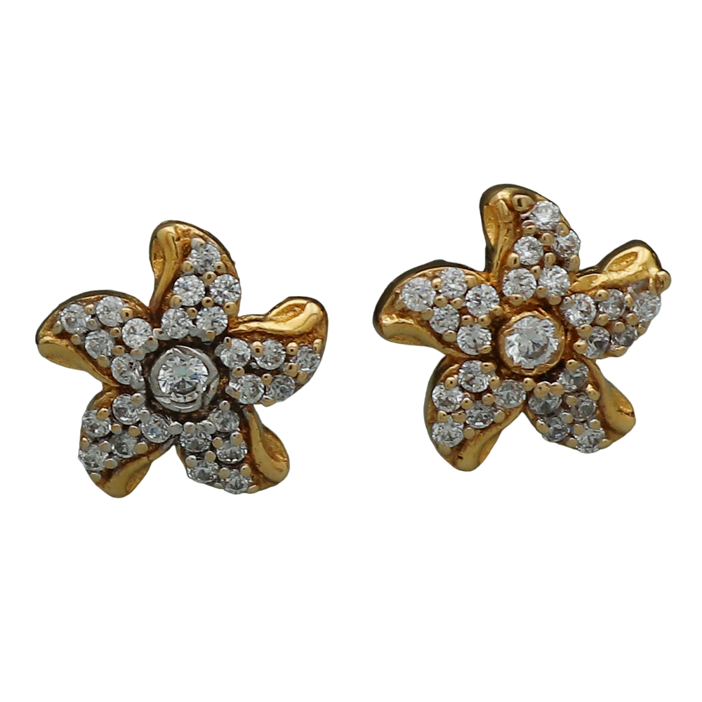 18k print unique gold 1.1 cm stud earring for half daughter labor day gift jewelry