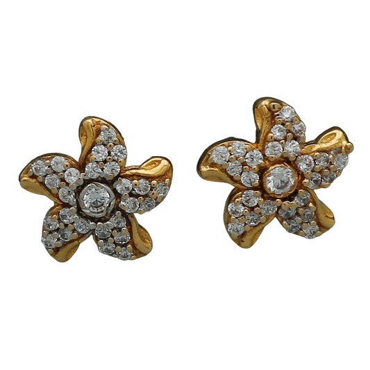 18k print unique gold 1.1 cm stud earring for half daughter labor day gift jewelry