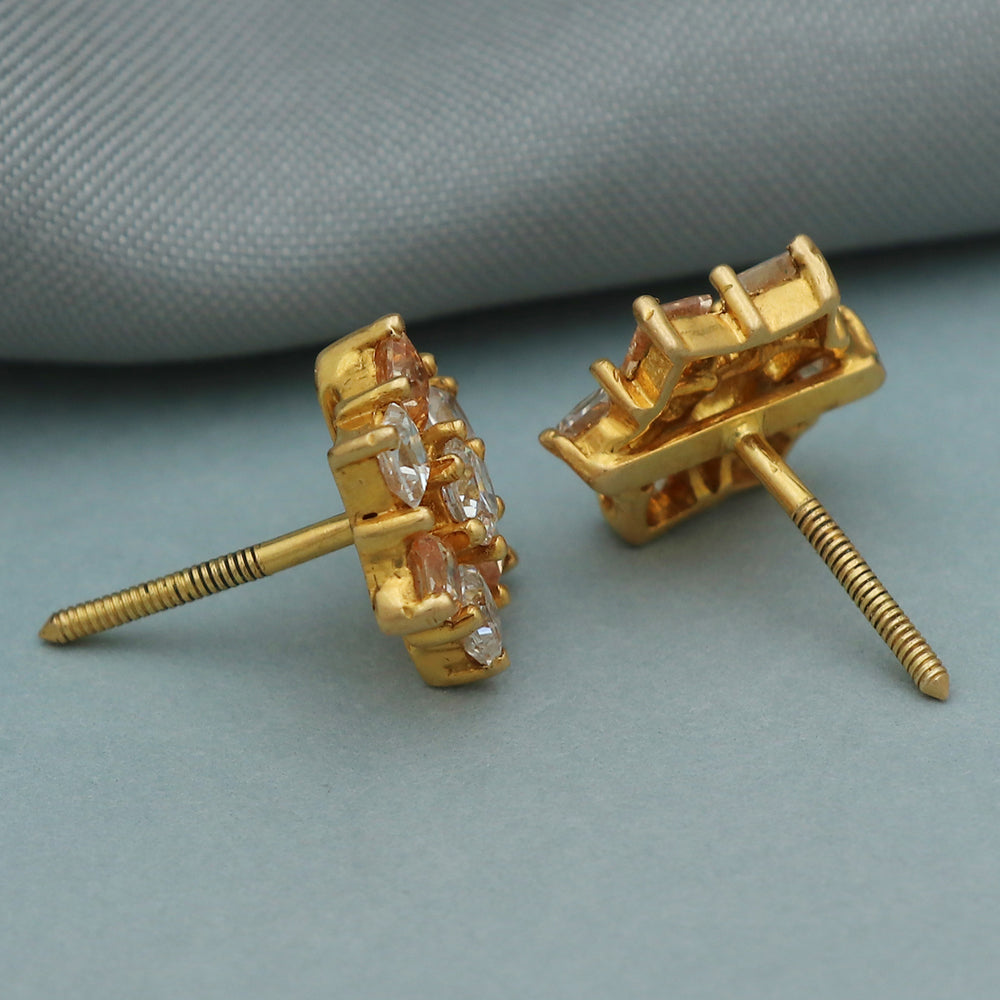 Ohrstecker aus indischem Gold mit Punze, 20 Karat, 1,4 cm, als Geschenk zum Tag der Schwiegermutter