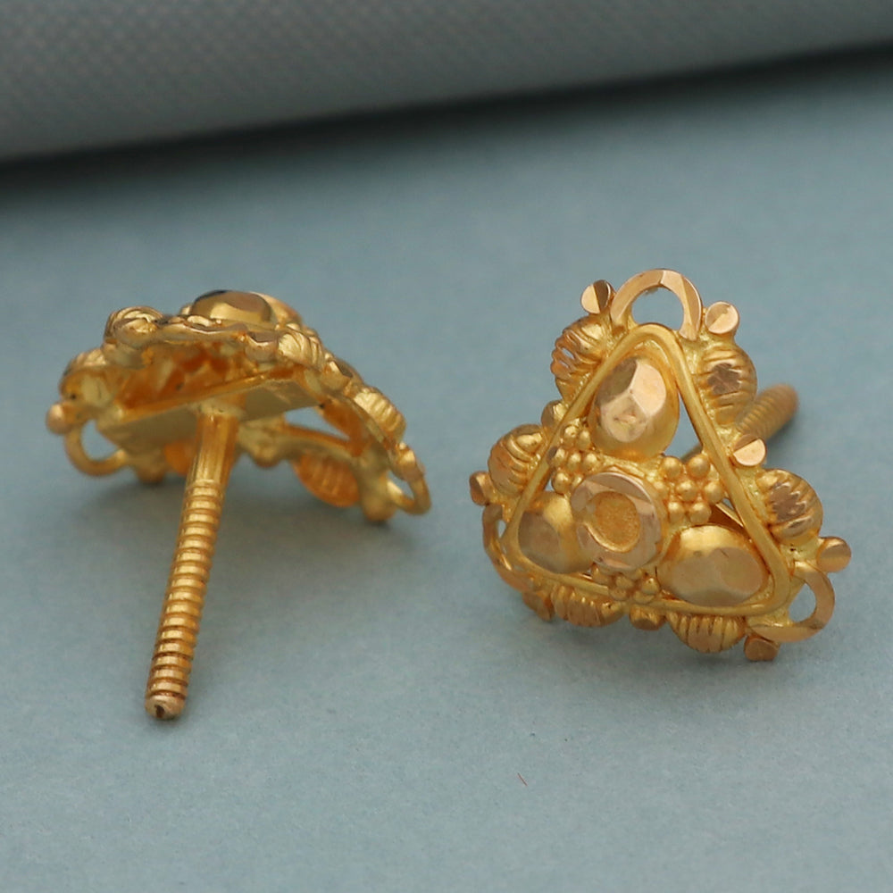 Ohrstecker aus echtem Gold mit Punze, 1 cm, für Frauen, Schmuck als Geschenk zum Präsidententag