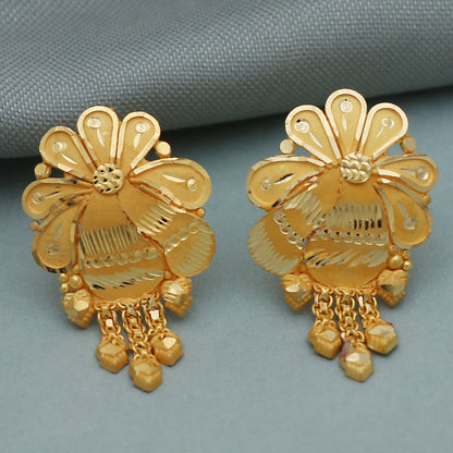 20 karat stamp actual gold 2.5 cm stud earring for spinster Christmas gift jewelry