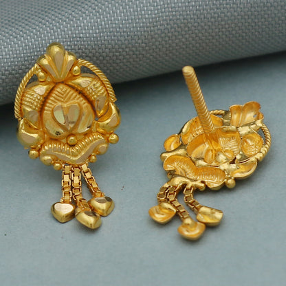 Ohrstecker aus 20 Karat Gelbgold, 2 cm, für Stiefschwester, Diwali-Geschenkschmuck