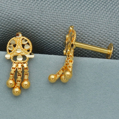 20k hallmark genuine gold 1.1 cm stud earring for female new baby gift jewelry