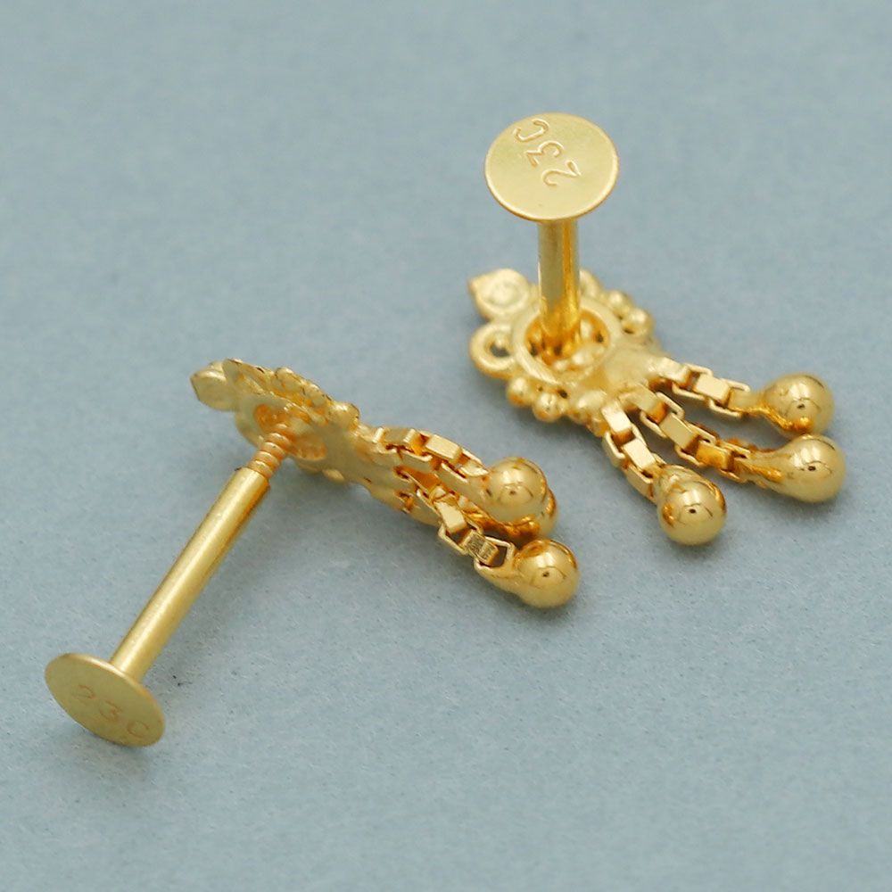 20 karat seal truthful  gold 1.1 cm stud earring for women retirement gift jewelry