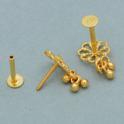 Ohrstecker aus 20 Karat Gold mit Punze, 1 cm, als Schmuckgeschenk zum Königstag von Prinzessin Martin