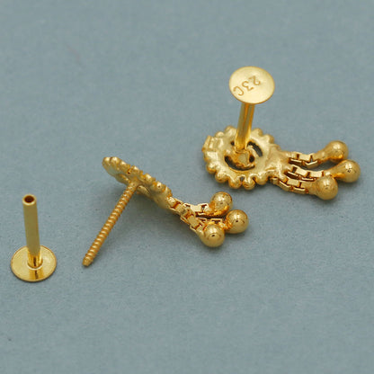 Ohrstecker aus 20 Karat Gold mit Stempel und Punze, 1 cm, für Stiefschwester, Cinco de Mayo, Schmuck als Geschenk