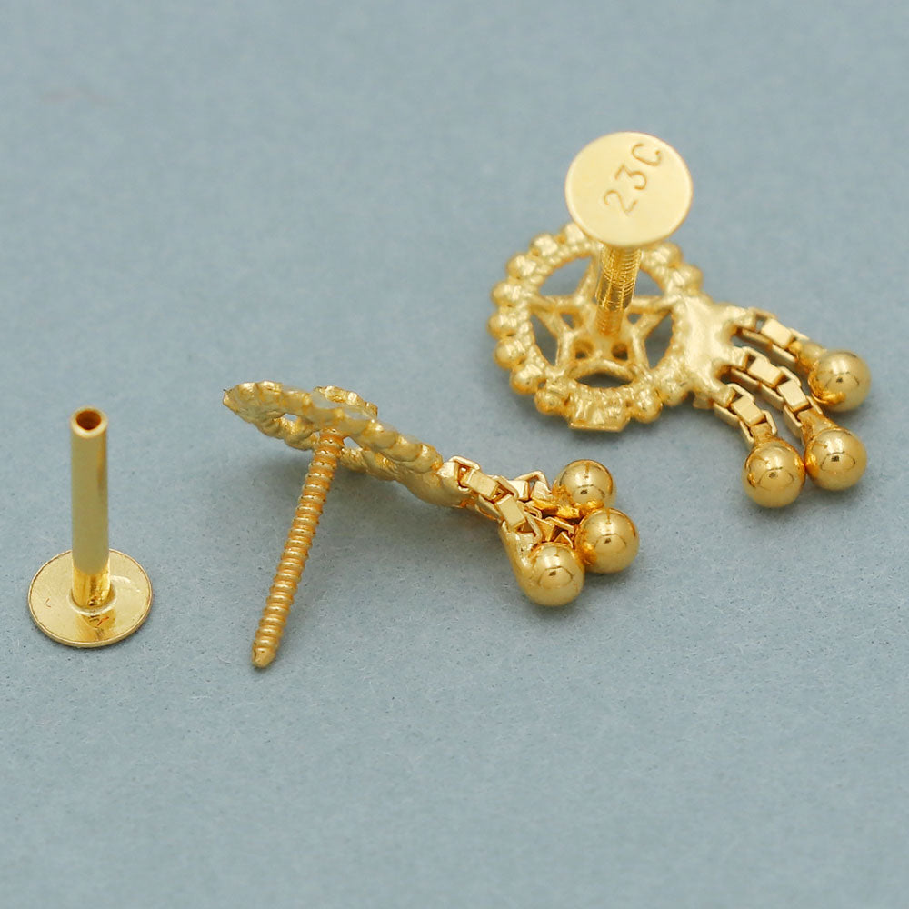 Ohrstecker aus funkelndem Gold mit 20 Karat Siegel, 1 cm, für Stiefmutter, Gedenktag, Geschenkschmuck