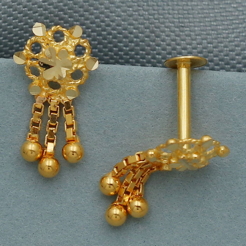 Ohrstecker aus 20 Karat Gold mit Prägung, 1 cm, für Großnichte, Silvester-Geschenk, Schmuck