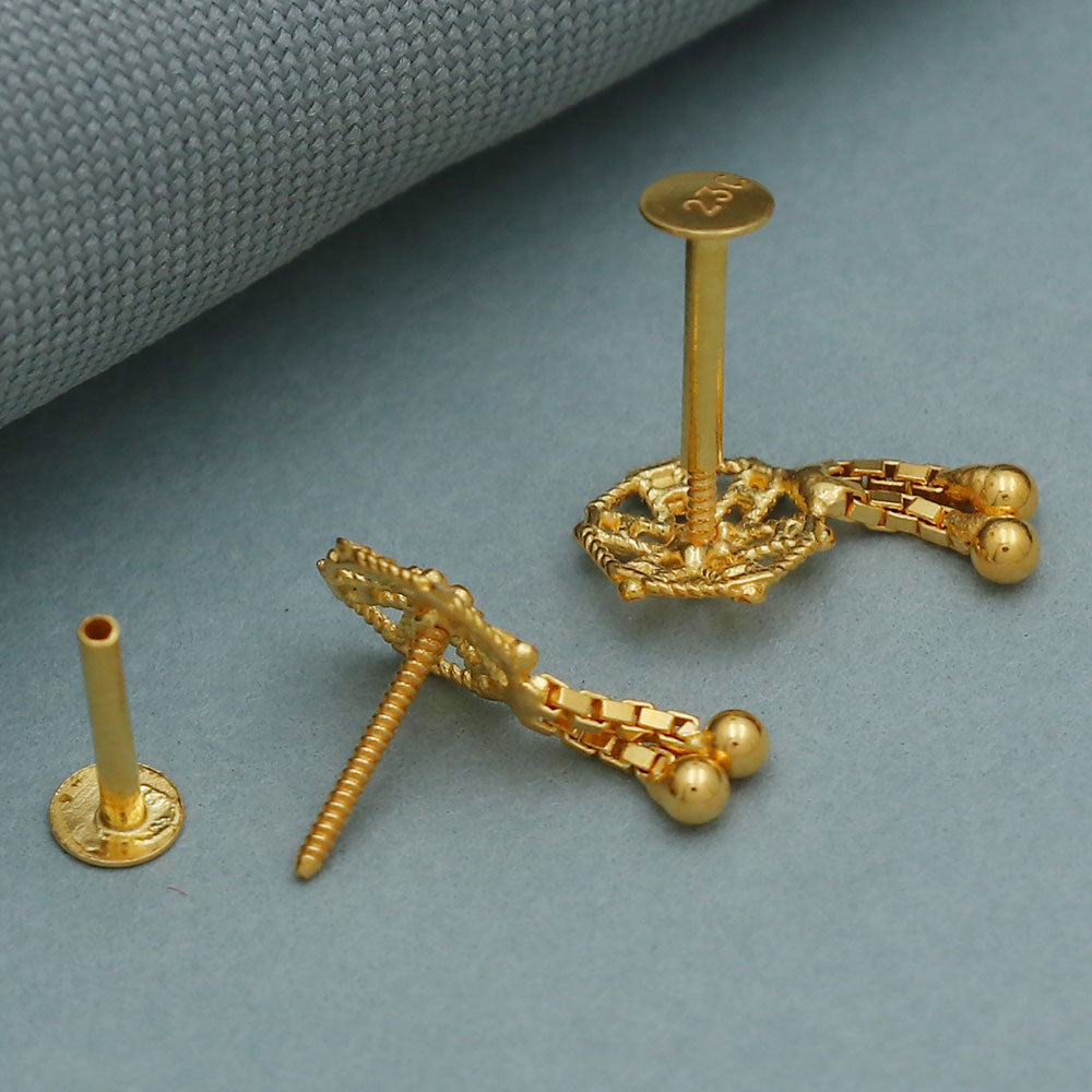 Ohrstecker aus erstklassigem 20-Karat-Gold, 1 cm, für Urgroßmutter, Neujahrsgeschenk, Schmuck