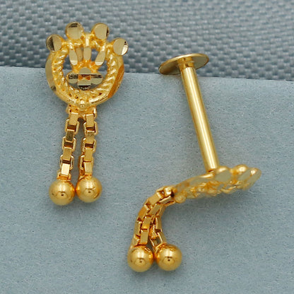 20k stamp shining gold 1 cm stud earring for paternal grandmother wedding gift jewelry