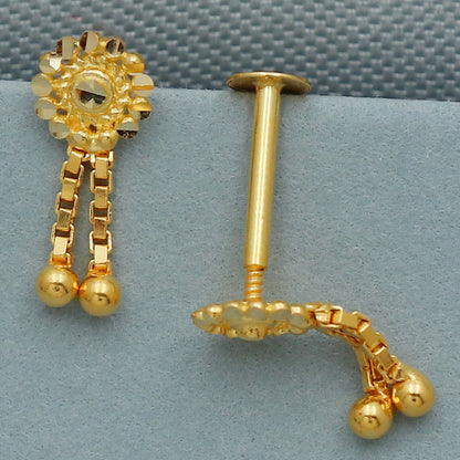 Ohrstecker aus 20 Karat-Stempel, leuchtendes Gold, 1 cm, für Großtante, Babyparty-Geschenk, Schmuck