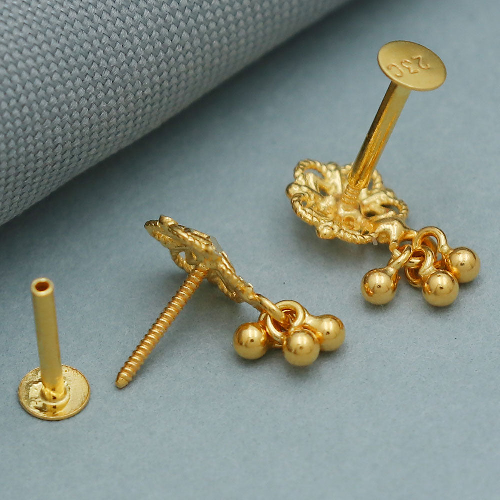 20k seal eye-catching gold 1cm stud earring for daughter back to school gift jewelry