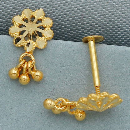 Ohrstecker aus 20 Karat Gold mit Punze, 1 cm, für die Urenkelin, Schmuck als Geschenk zum chinesischen Neujahr