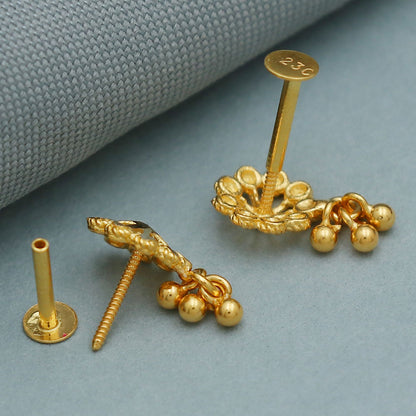 Ohrstecker aus 20 Karat Gold mit Punze, 1 cm, für die Urenkelin, Schmuck als Geschenk zum chinesischen Neujahr