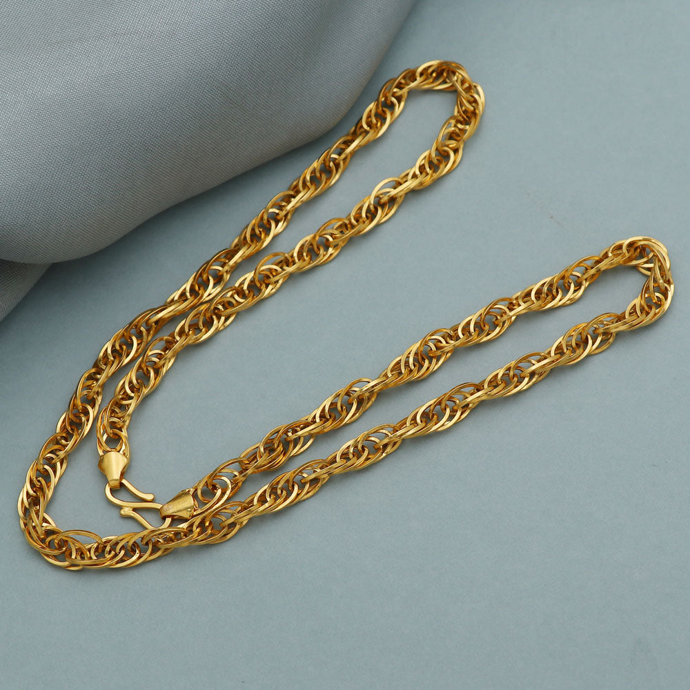 Collar de cadena de oro brillante con sello bis 916 de 21" para el día conmemorativo de la abuela paterna, joyería de regalo