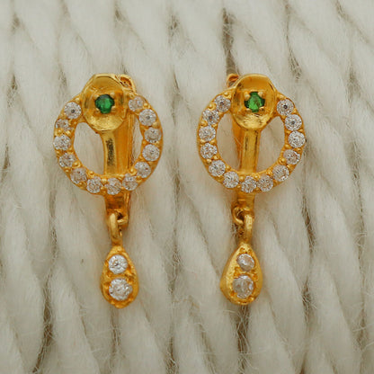 22cts seal sparkle gold 1.5 cm stud earring for cousin wife good luck gift jewelry