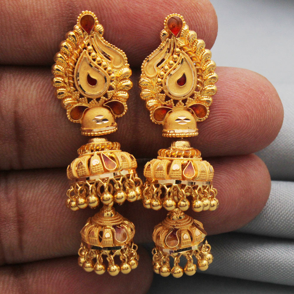 22k print stunning gold 4.5 cm stud earring for groom independence day gift jewelry