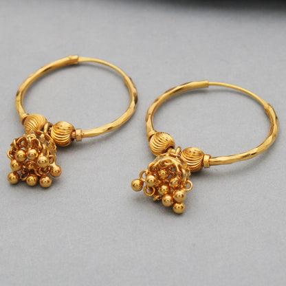 22 karat stamp splendid gold 3.5cm hoop earrings for spinster miss you gift jewelry