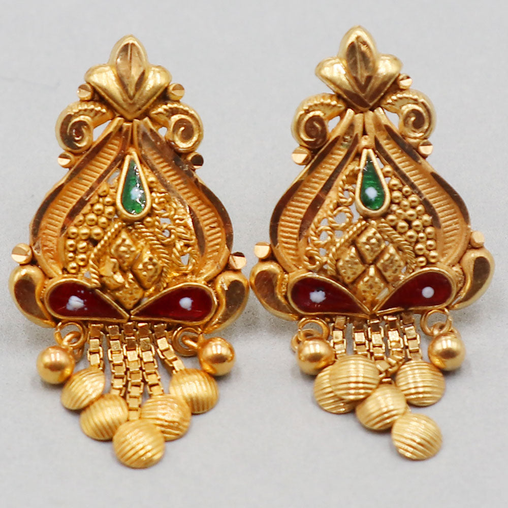 22 karat print unique gold 2.7 cm stud earring for paternal grandmother easter gift jewelry