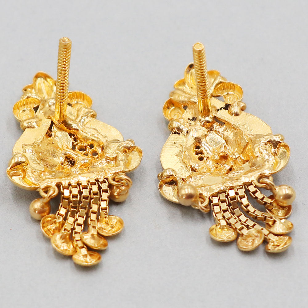 22 karat print unique gold 2.7 cm stud earring for paternal grandmother easter gift jewelry