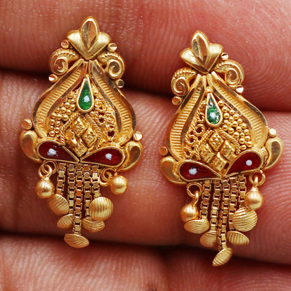 22 karat print unique gold 2.7 cm stud earring for paternal grandmother easter gift jewelry