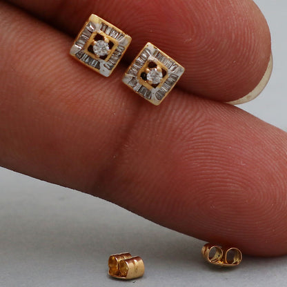 22cts hallmark striking jewelry gold 0.8 cm stud earring for half aunts april fool gift jewelry