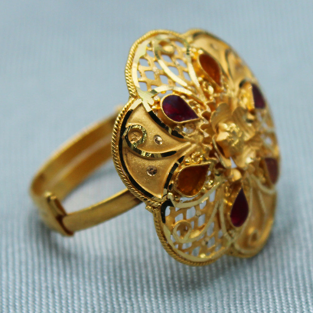 22 carat print veritable gold adjustable  ring for sissy engagement gift jewelry