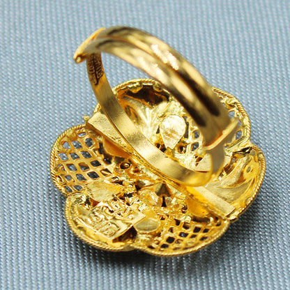 22 carat print veritable gold adjustable  ring for sissy engagement gift jewelry