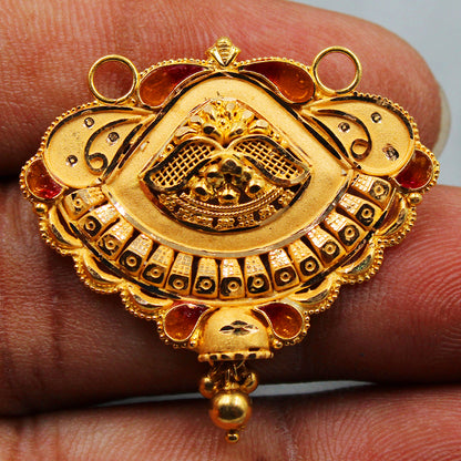 22cts hallmark indian gold 3.4 cm pendant for boss thank you gift jewelry