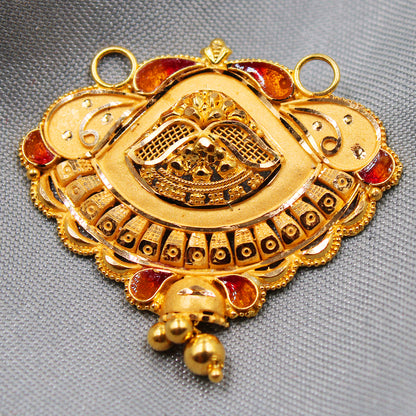 22cts hallmark indian gold 3.4 cm pendant for boss thank you gift jewelry