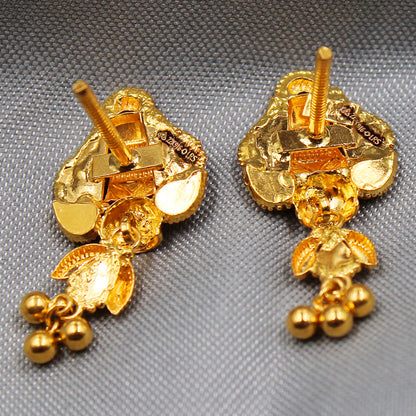 22cts stamp pure gold 2.6 cm stud earring for 4 great grandchild st. patrick day gift jewelry