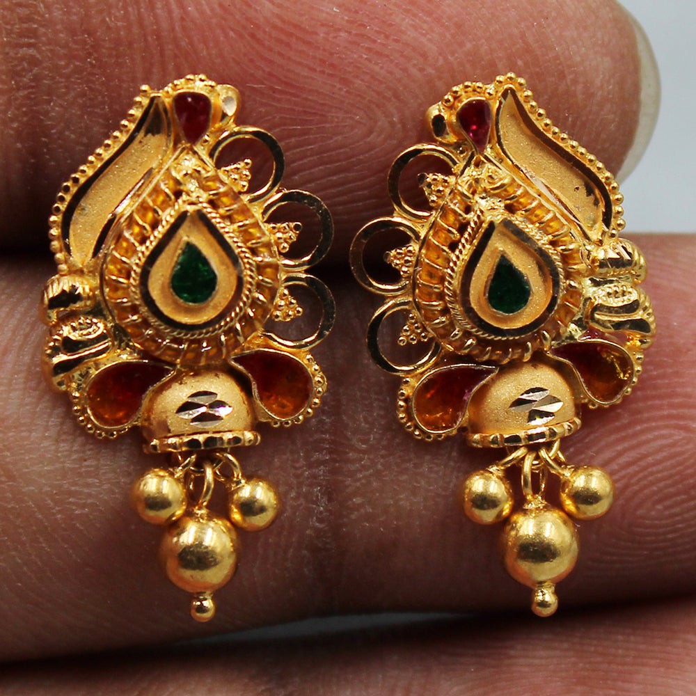 22 karat stamp true gold 2.2 cm stud earring for step mother cinco de mayo gift jewelry