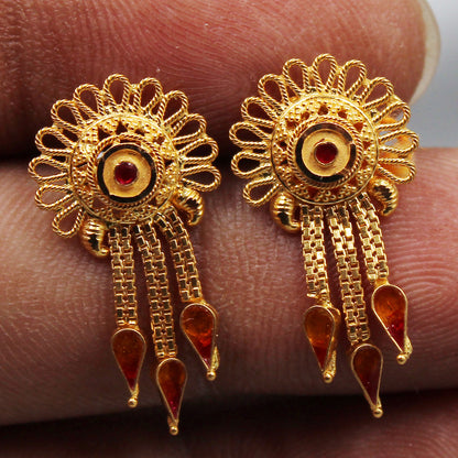 22cts seal solid gold 2.4 cm stud earring for baby memorial day gift jewelry