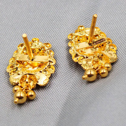 bis 916 stamp actual gold 2.2 cm stud earring for girls new year eve gift jewelry