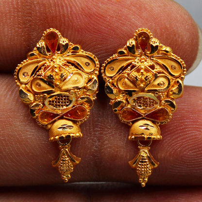 22cts hallmark magnificent gold 2.5cm stud earring for princess presidents day gift jewelry