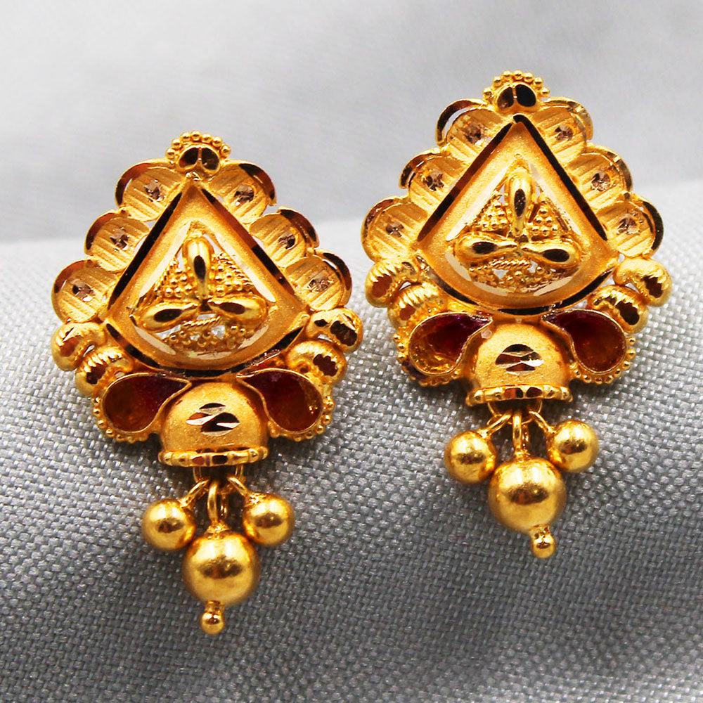 22 carat stamp splendid gold 2.3cm stud earring for groom wedding gift jewelry