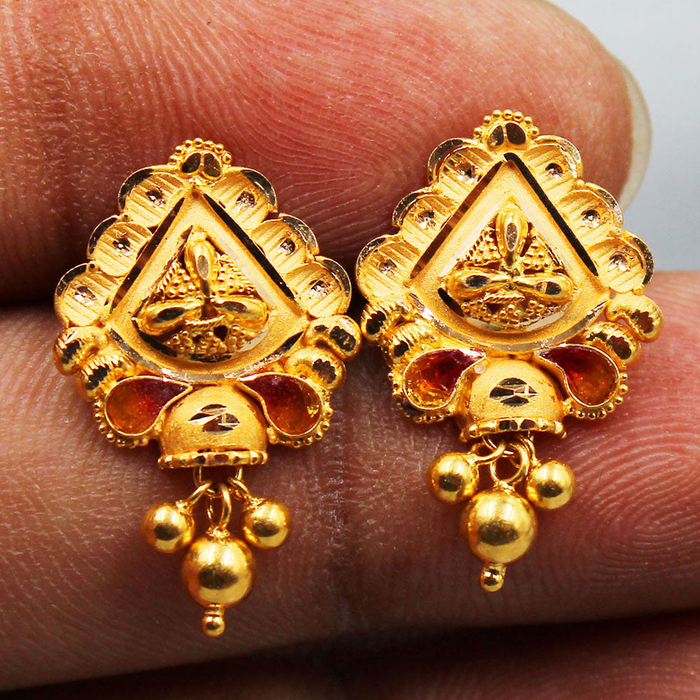 22 carat stamp splendid gold 2.3cm stud earring for groom wedding gift jewelry