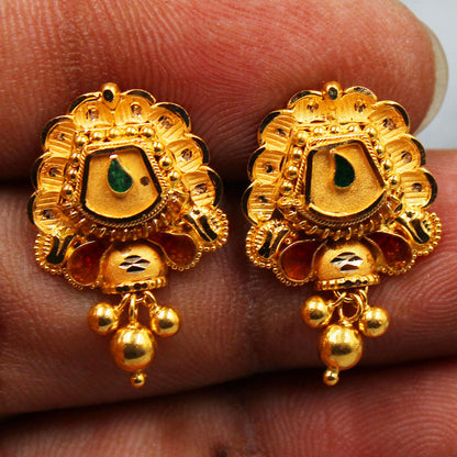 22k seal best gold 2.2cm stud earring for ladies anniversary gift jewelry