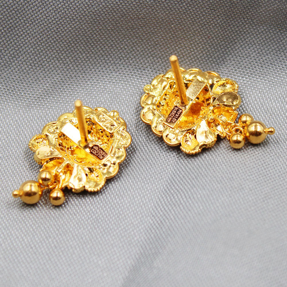 22k seal best gold 2.2cm stud earring for ladies anniversary gift jewelry