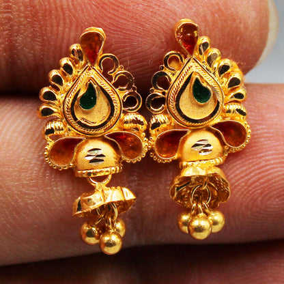 22k hallmark higher gold 2.4cm stud earring for step aunts birthday gift jewelry