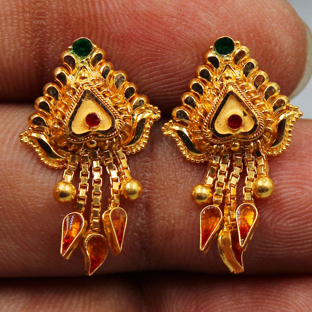 22cts print amazing gold 2.3cm stud earring for niece bridal shower gift jewelry