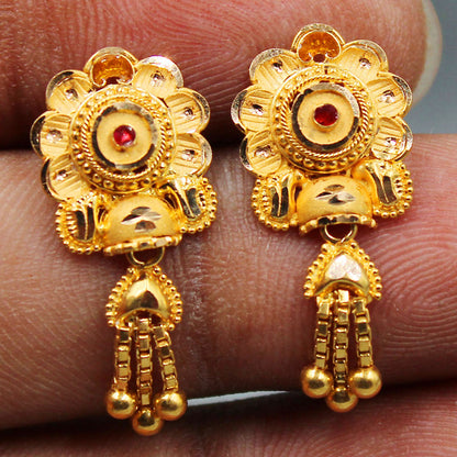 22 carat hallmark unseen gold 2.6cm stud earring for grand niece chinese new year gift jewelry