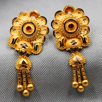 22 carat hallmark unseen gold 2.6cm stud earring for grand niece chinese new year gift jewelry