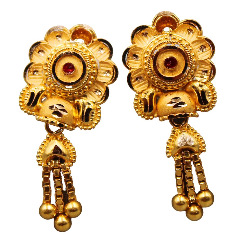 22 carat hallmark unseen gold 2.6cm stud earring for grand niece chinese new year gift jewelry