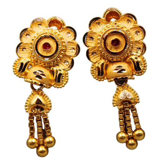 22 carat hallmark unseen gold 2.6cm stud earring for grand niece chinese new year gift jewelry