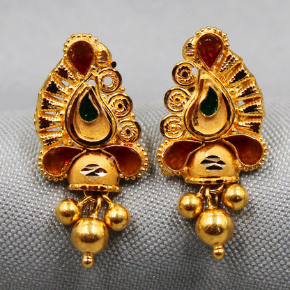 22k stamp shining gold 2.2cm stud earring for great grand niece christmas gift jewelry