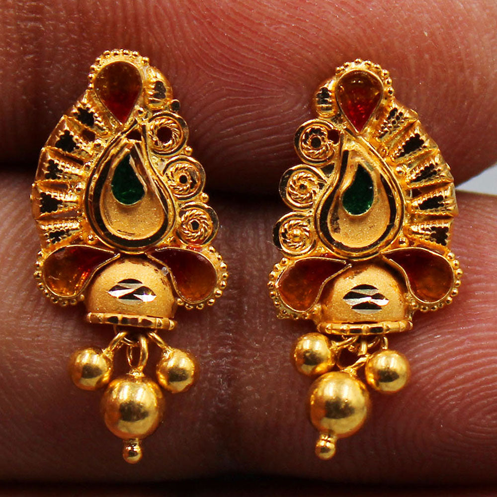 22k stamp shining gold 2.2cm stud earring for great grand niece christmas gift jewelry