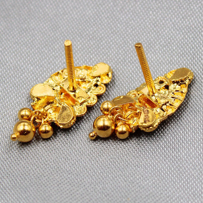 22k stamp shining gold 2.2cm stud earring for great grand niece christmas gift jewelry