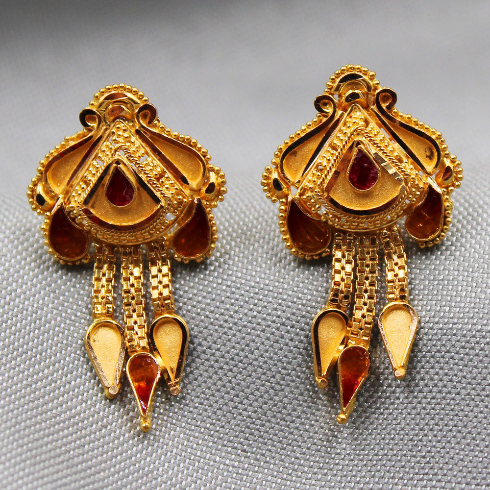 22 karat print dazzling gold 2.4cm stud earring for great grand mother diwali gift jewelry