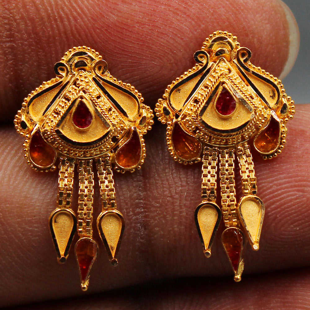 22 karat print dazzling gold 2.4cm stud earring for great grand mother diwali gift jewelry